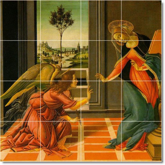 Botticelli Angels Mural Tile Backsplash Construction Contemporary