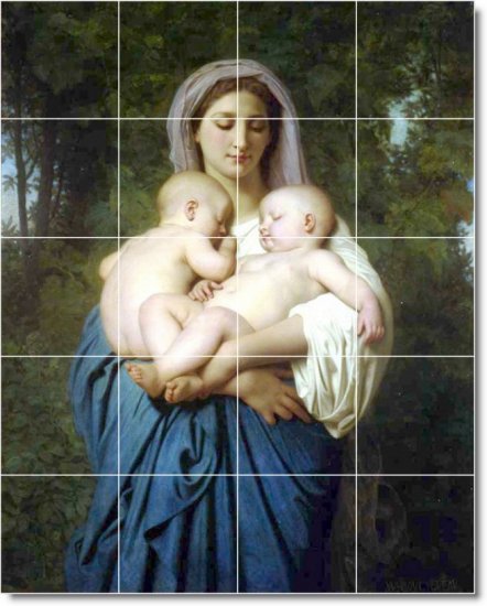 Bouguereau Mother Child Mural Tile Living Room Remodeling Design