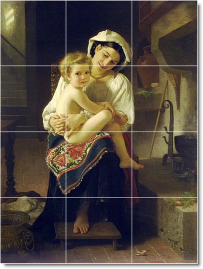 Bouguereau Mother Child Wall Mural Room Tiles Modern Design Home