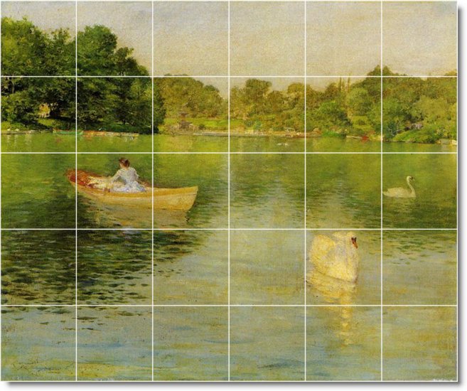 Chase Waterfront Dining Room Wall Tile Mural Modern Remodeling