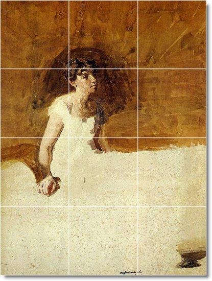 Eakins Illustration Wall Shower Bathroom Tiles Renovations Ideas