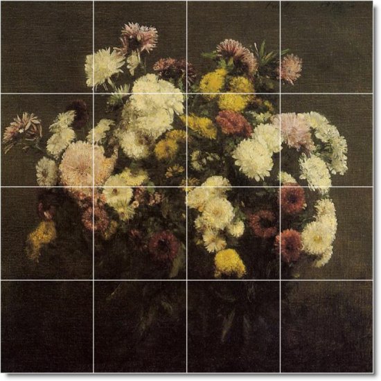 Fantin-Latour Flowers Tile Shower Mural Remodel Modern House