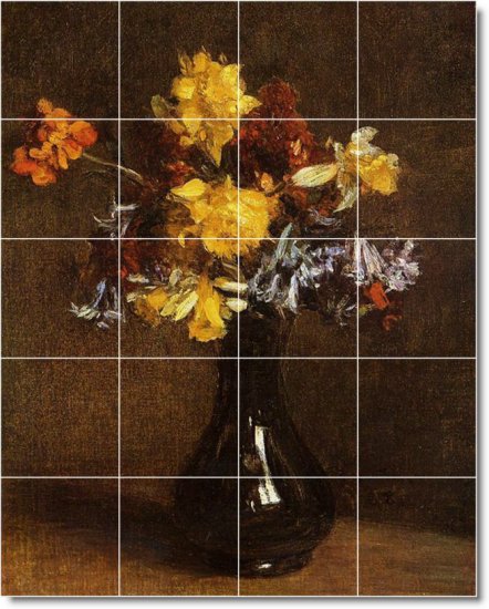Fantin-Latour Flowers Mural Room Dining Tile Wall Decor Home