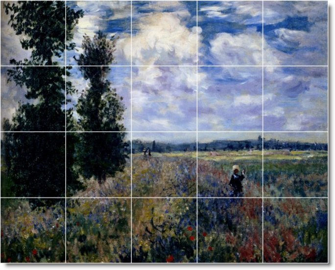 Monet Garden Tile Mural Backsplash Interior Modern Renovations