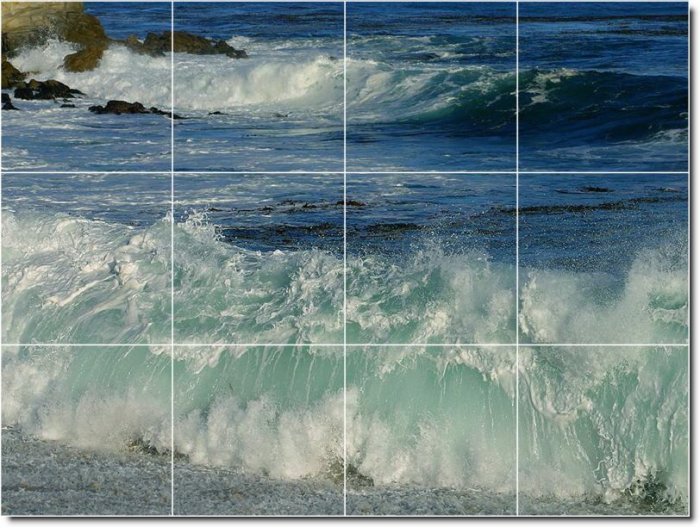 Waves Photo Backsplash Mural Tile Idea Decorate House Remodeling