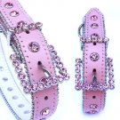 Pink/Pink Swarovski Crystal Collar Dog Puppy XS-XL Leather