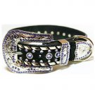 Black/Violet Swarovski Crystal Dog Collar Leather S-XL