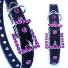 Black/Pink Swarovski Crystal Dog Collar XS X LARGE