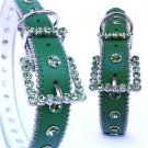 Green/Green Swarovski Crystal Collar Dog Puppy XS-X-LG