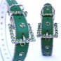 Green/Green Swarovski Crystal Collar Dog Puppy XS-X-LG