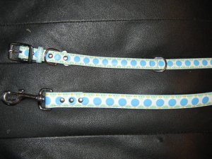 Dog Leash & Matching Collar Large New Blue 19"-22"
