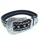Blue Gold Swarovski Crystal Dog Collar Small- X-L Leather