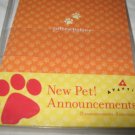 New Pet Announcements 8 Cards , 8  Envelopes Dog Cat Etc