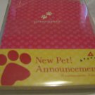 New Pet Announcements 8 Cards , 8  Envelopes Dog Cat Etc