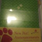 New Pet Announcements 8 Cards , 8  Envelopes Dog Cat Etc