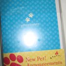 New Pet Announcements 8 Cards , 8  Envelopes Dog Cat Etc