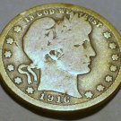 1916 D BARBER QUARTER LIBERTY HEAD VERY GOOD COND-SILVER