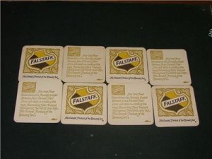 8 Falstaff Bar Coasters Double Sided