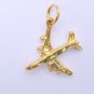 Jet Plane Pendant Charm Gold Tone