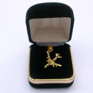Jet Plane Pendant Charm Gold Tone