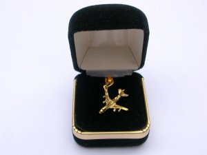 Jet Plane Pendant Charm Gold Tone