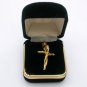 Entwining Cross Religious Pendant Charm Gold Tone