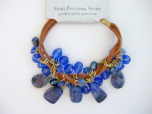 Royal blue semi-precious stone cha cha bracelet NWT