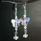 Butterfly clear crystal iridescent faceted glass bead earrings Butterfly clear crystal iridescent faceted glass bead earrings