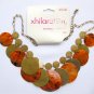 Xhilaration dangling orange shell metal circles necklace NWT