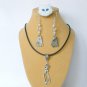 White Persian Pin tabby cat charm crystal bead Earrings Necklace Set