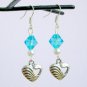 Crystal heart bead aqua blue charm anklet