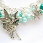 Fairy snowflake winter mint green pearl bead charm bracelet