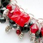 Ladybug Czech pressed glass butterfly bead ted black charm bracelet