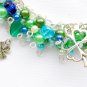 Four leaf clover green touch of blue lucky charm bracelet