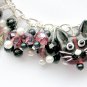 Cat purple amethyst color lampwork glass bead fish crystal charm bracelet