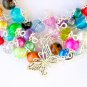 Rainbow multi color bead butterfly cha cha charm bracelet