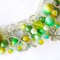 Four leaf clover luck green yellow ombre bead charm bracelet