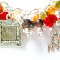 Love my cat red brown olive picture frame charm bracelet