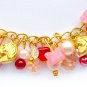 Dog pink red butterfly bead gold charm bracelet