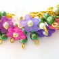 Pink purple bell flower green \pearl bead cha cha bracelet