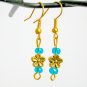 Crystal butterfly aqua blue bead gold flower cha cha bracelet