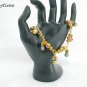Aurora borealis AB rainbow crystal bead flower gold bracelet earrings set