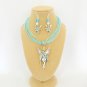 Fairy Posing charm pendant aqua organza Necklace crystal Earrings Set