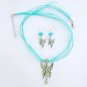 Fairy Posing charm pendant aqua organza Necklace crystal Earrings Set