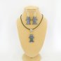 Hematite Cat natural stone crey pendant Necklace Earrings Set