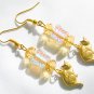 Cat Czech iridescent AB butterfly gold crystal charm earrings