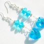Crystal heart aqua blue AB iridescent glass bead earrings