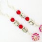Red ladybug AB flower bead and rainbow dragonfly earrings 2 pair lot