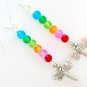 Red ladybug AB flower bead and rainbow dragonfly earrings 2 pair lot