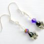 Butterfly crystal bicone bead rainbow chakra earrings 2 pair